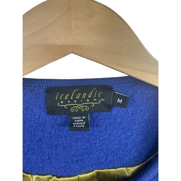 Icelandic Design 100% Wool Button Up Cardigan Sweater Embroidered Womens Medium - Picture 2 of 8